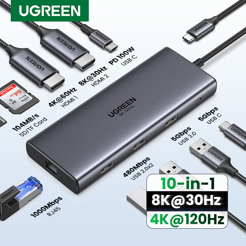 Usb Hub Gaming - UGREEN 듀얼 HDMI USB-C 허브 8K
