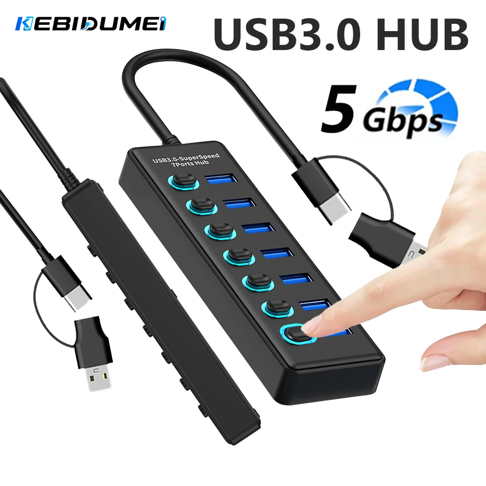 Usb Hub Gaming - KEBIDUMEI 7 포트 USB 허브 5Gbps