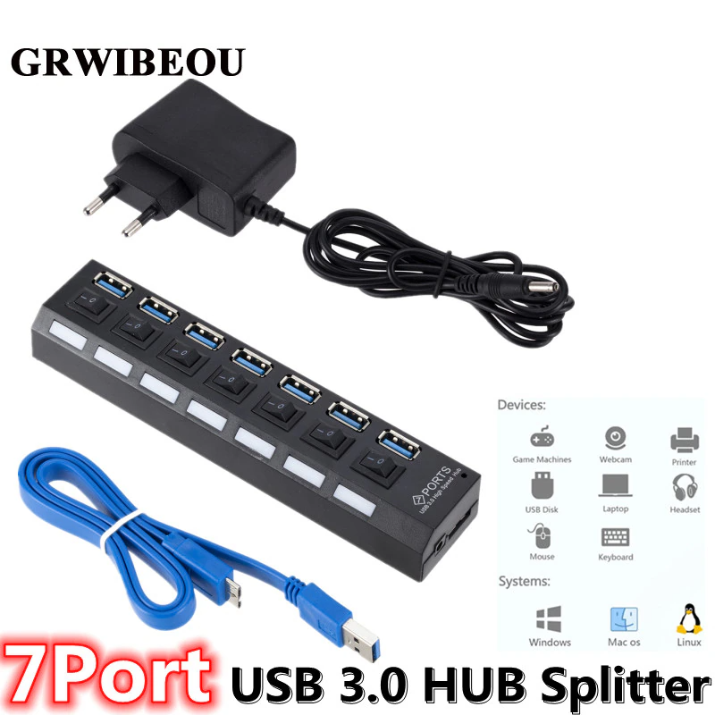 Usb Hub Gaming - GRWIBEOU USB 3.0 허브 USB 허브