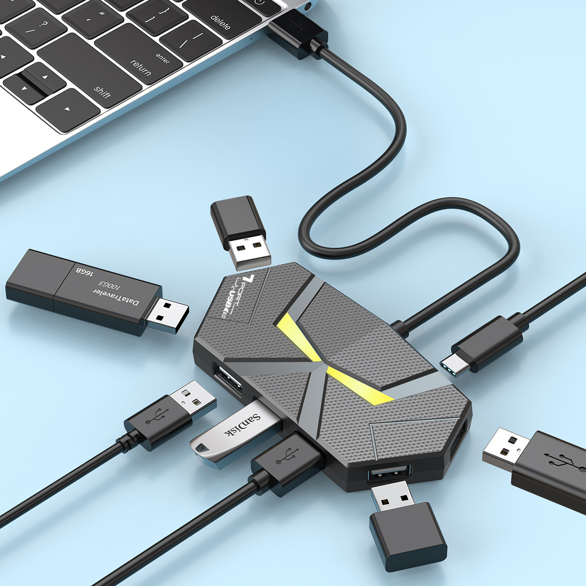 Usb Hub Gaming - 0.6CM/1.2M 허브 7 포트 호환 USB2.0