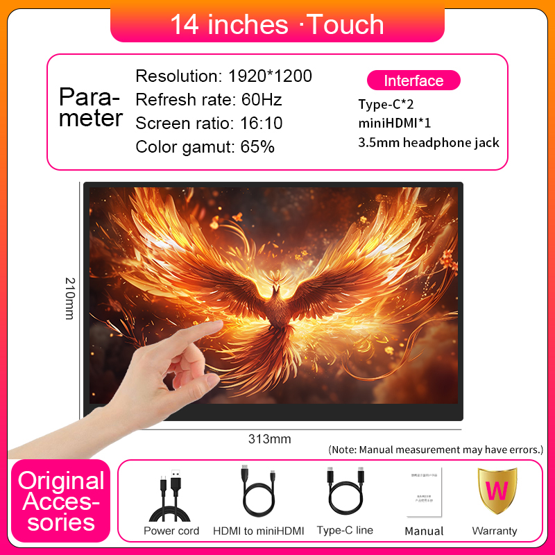 14인치 터치스크린 휴대용 모니터 초슬림 타입-C HD - Pc Gaming Gigabyte 리뷰 및 가격