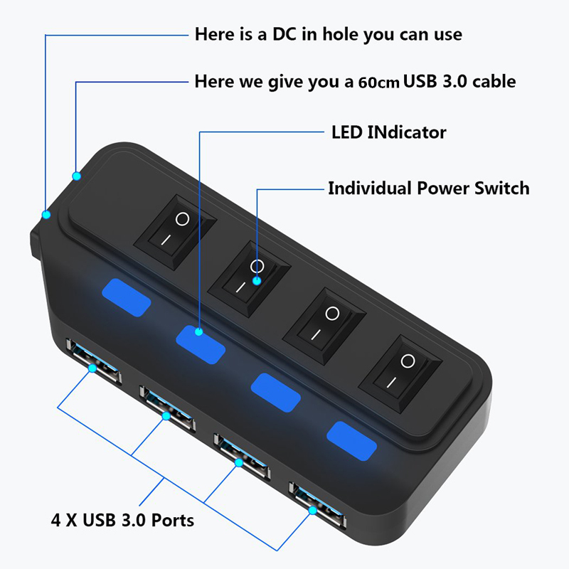 4 포트 USB 3.0 허브 5Gbps 고속 확장기 P - Usb Hub Gaming 리뷰 및 가격