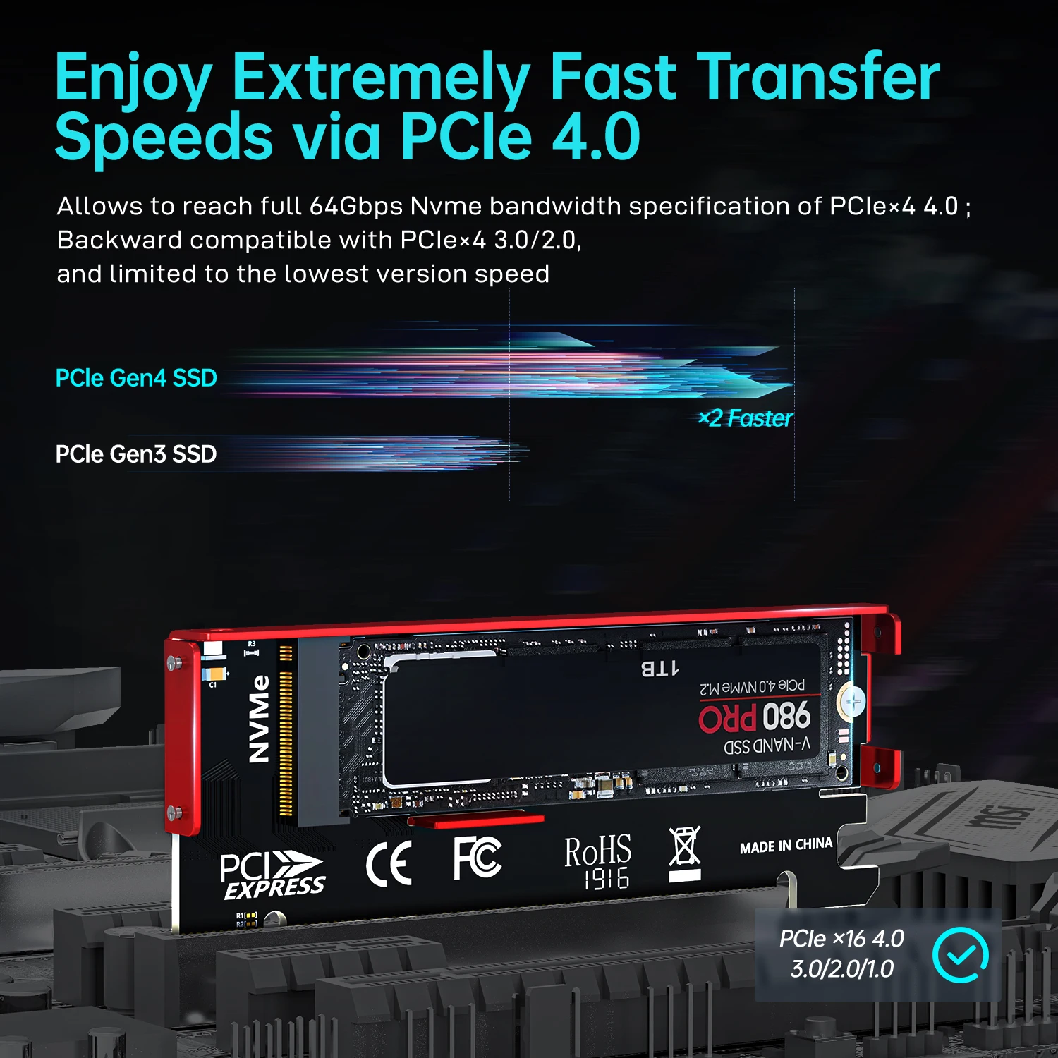 JEYI M.2 NVME to PCIe 4.0 X16  - Samsung Ssd 990 Pro 리뷰 및 가격